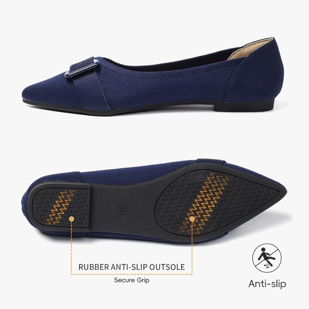 Knit Ballet Flats Women Size 7 Arch Support Slip-On Casual Dress Shoes - Picture 5 of 9